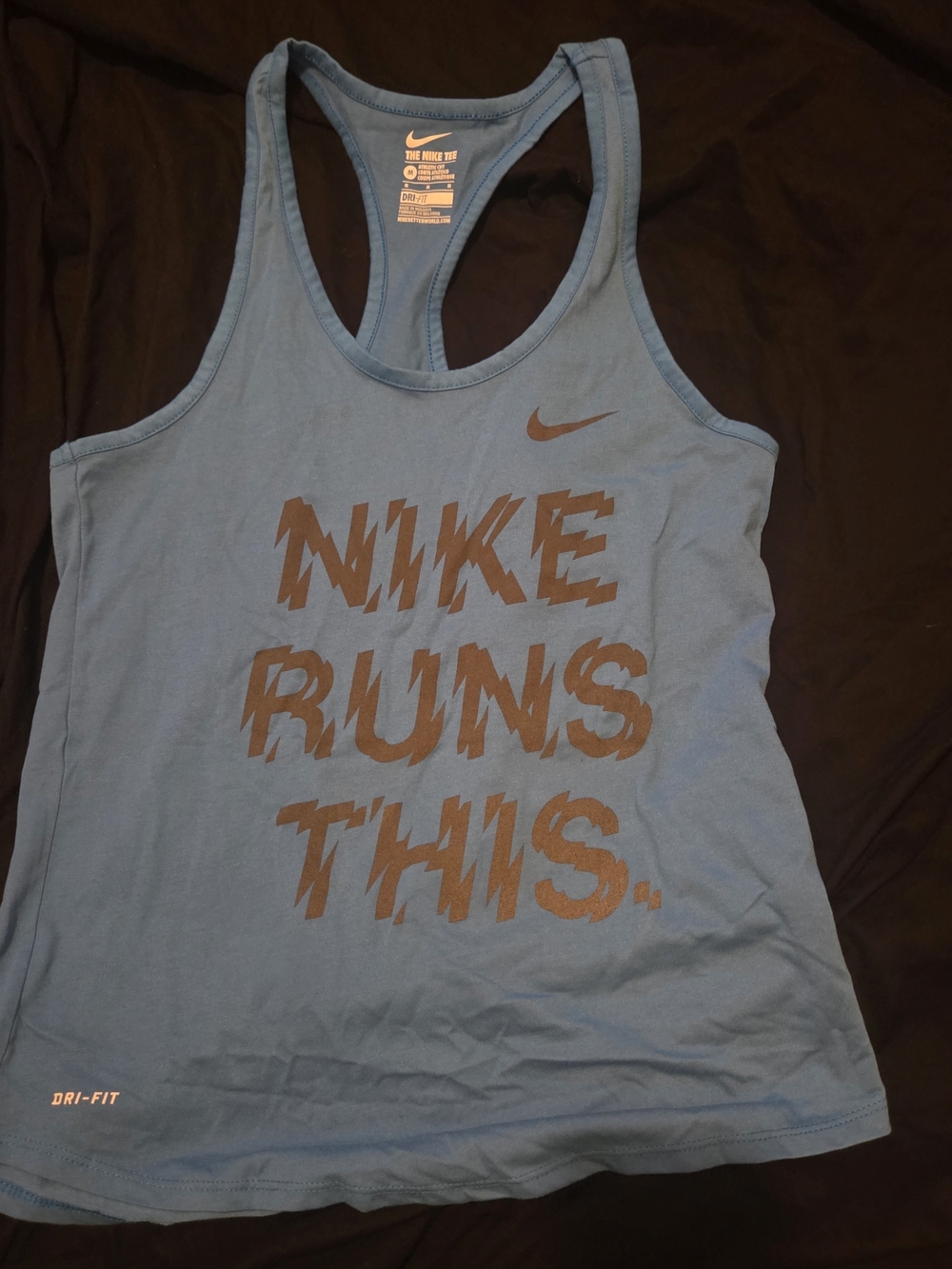 Nike Blue 'Nike Runs This' Dri-FIT Racerback Tank